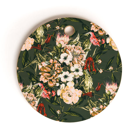 Marta Barragan Camarasa Dark wild floral 03 Cutting Board Round