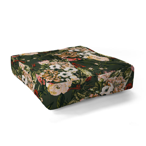 Marta Barragan Camarasa Dark wild floral 03 Floor Pillow Square