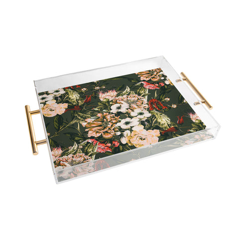 Marta Barragan Camarasa Dark wild floral 03 Acrylic Tray
