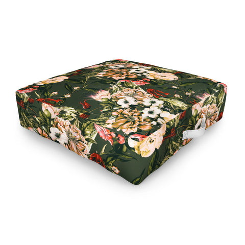 Marta Barragan Camarasa Dark wild floral 03 Outdoor Floor Cushion