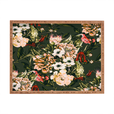 Marta Barragan Camarasa Dark wild floral 03 Rectangular Tray