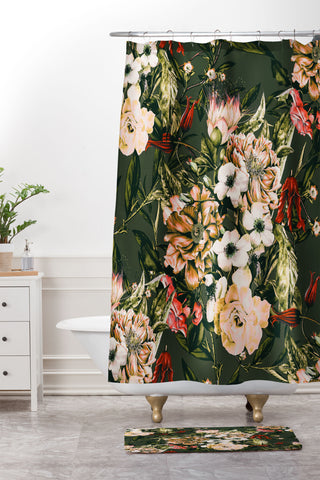 Marta Barragan Camarasa Dark wild floral 03 Shower Curtain And Mat