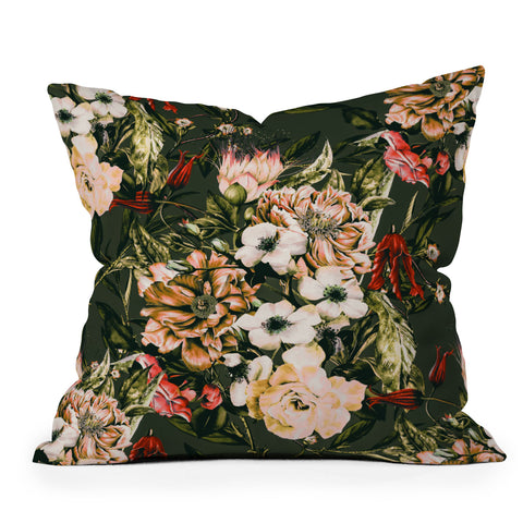 Marta Barragan Camarasa Dark wild floral 03 Outdoor Throw Pillow