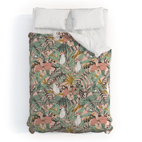 Marta Barragan Camarasa Drawing exotic birds in the rainforest Duvet Cover