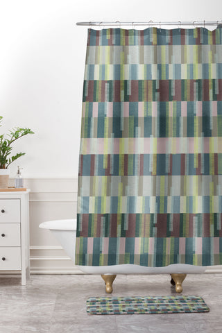 Marta Barragan Camarasa Dynamic Linear Blocks Shower Curtain And Mat