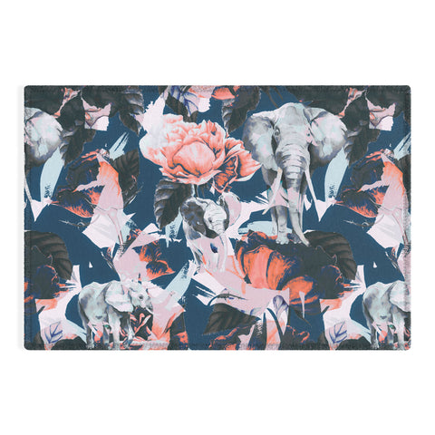 Marta Barragan Camarasa Elephants in the rose bushes I Outdoor Rug
