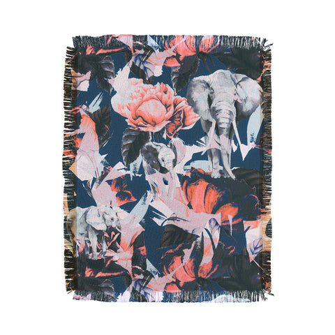 Marta Barragan Camarasa Elephants in the rose bushes I Throw Blanket