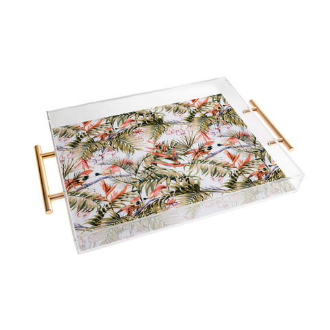 Marta Barragan Camarasa Exotic birds in the jungle paradise Acrylic Tray
