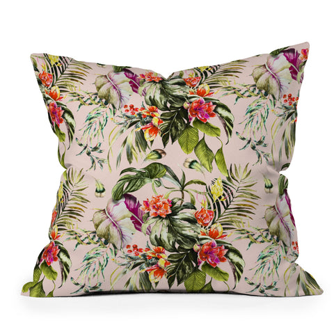 Marta Barragan Camarasa Exotic jungle bouquet Outdoor Throw Pillow
