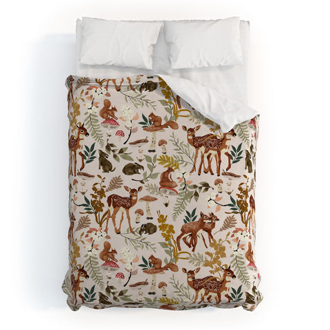 Marta Barragan Camarasa Fawns in the autumn forest Duvet Cover