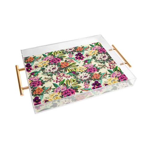 Marta Barragan Camarasa Floral and exotic birds Acrylic Tray