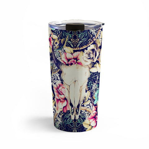 Marta Barragan Camarasa Floral Bohemian Skull Pattern Travel Mug