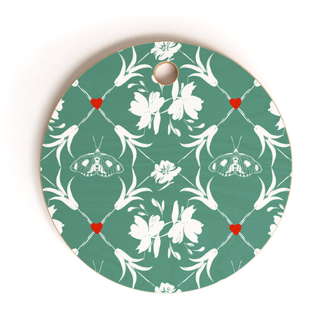 Marta Barragan Camarasa Floral Pleasure greenish A Cutting Board Round