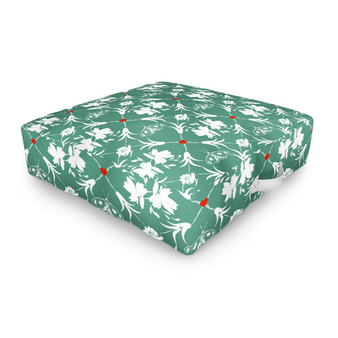 Marta Barragan Camarasa Floral Pleasure greenish A Outdoor Floor Cushion