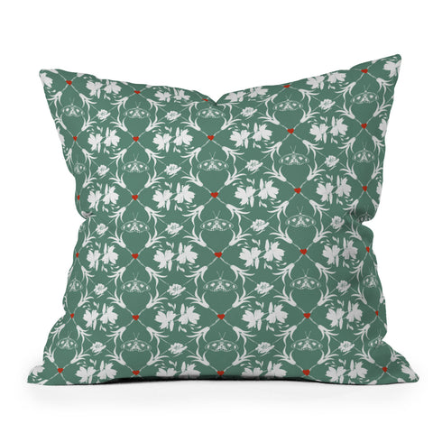 Marta Barragan Camarasa Floral Pleasure greenish A Throw Pillow