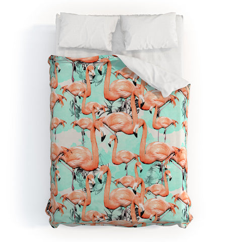 Marta Barragan Camarasa Flourishing between flamingos Duvet Cover