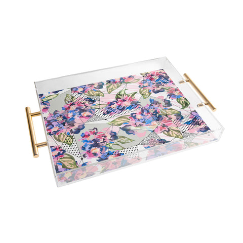 Marta Barragan Camarasa Flower geometric stroke Acrylic Tray