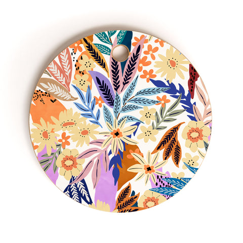 Marta Barragan Camarasa Flowered blooms colorful AB2 Cutting Board Round