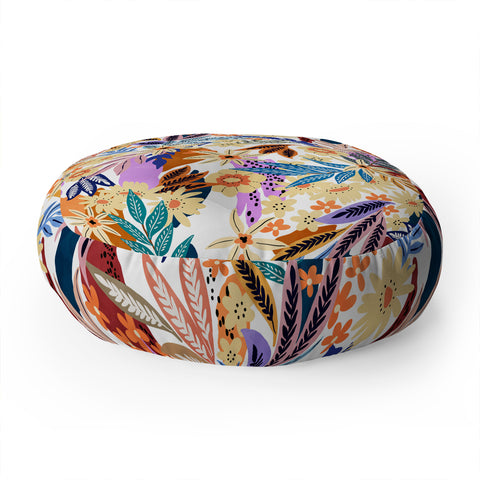 Marta Barragan Camarasa Flowered blooms colorful AB2 Floor Pillow Round