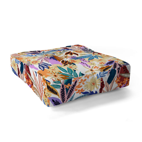 Marta Barragan Camarasa Flowered blooms colorful AB2 Floor Pillow Square