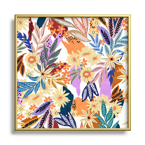 Marta Barragan Camarasa Flowered blooms colorful AB2 Square Metal Framed Art Print