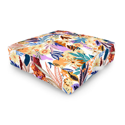 Marta Barragan Camarasa Flowered blooms colorful AB2 Outdoor Floor Cushion