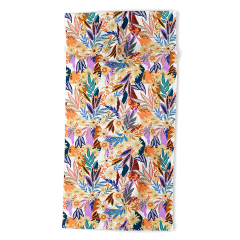 Marta Barragan Camarasa Flowered blooms colorful AB2 Beach Towel