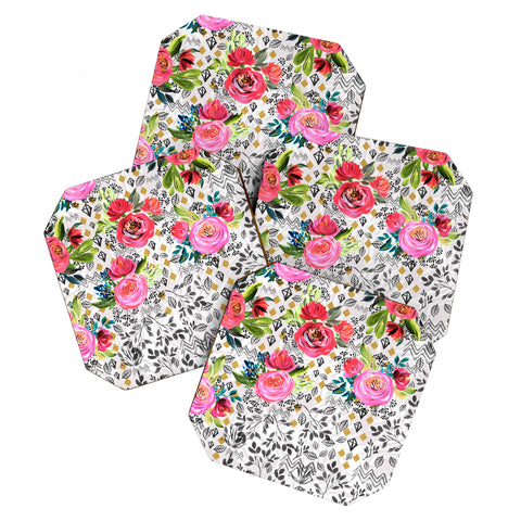 Marta Barragan Camarasa Flowered nature with geometric Coaster Set