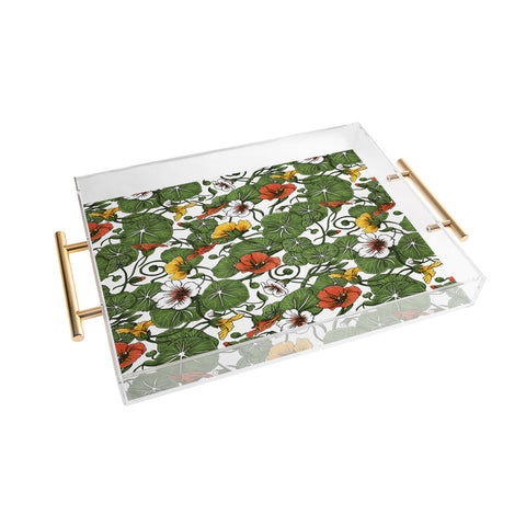 Marta Barragan Camarasa Flowering garden nasturtiums Acrylic Tray