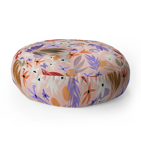 Marta Barragan Camarasa Flowers colorful MP 01A Floor Pillow Round