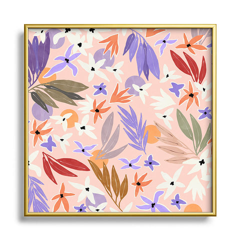 Marta Barragan Camarasa Flowers colorful MP 01A Square Metal Framed Art Print