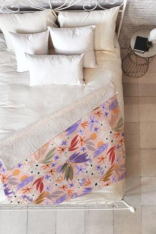 Marta Barragan Camarasa Flowers colorful MP 01A Fleece Throw Blanket