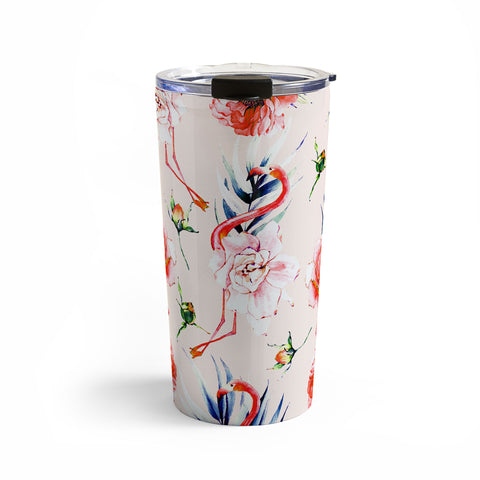 Marta Barragan Camarasa Flowery american flamingos Travel Mug