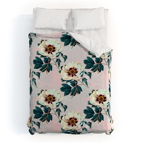 Marta Barragan Camarasa Flowery blooming with geometric Duvet Cover