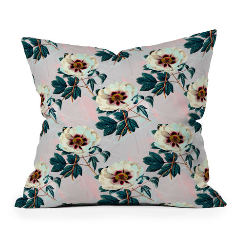 Marta Barragan Camarasa Flowery blooming with geometric Outdoor Throw Pillow