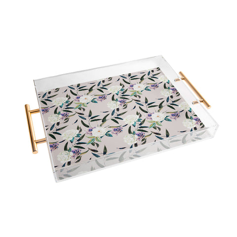 Marta Barragan Camarasa Flowery flowers pattern Acrylic Tray