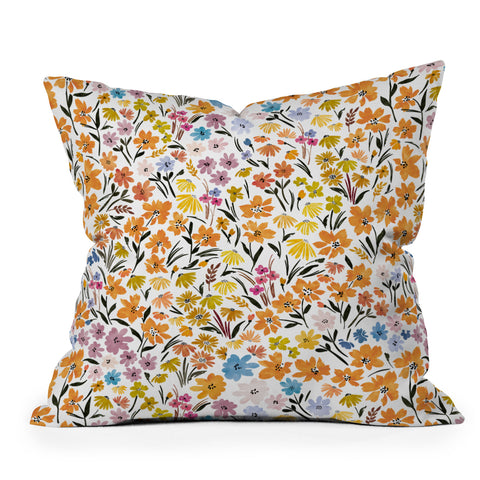 Marta Barragan Camarasa Flowery Meadow Colors Outdoor Throw Pillow