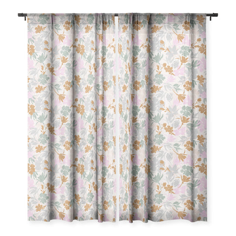 Marta Barragan Camarasa Flowery meadow pastel colors Sheer Window Curtain