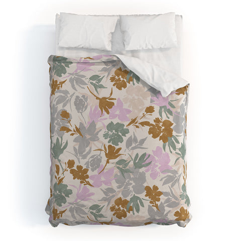 Marta Barragan Camarasa Flowery meadow pastel colors Duvet Cover