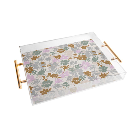 Marta Barragan Camarasa Flowery meadow pastel colors Acrylic Tray