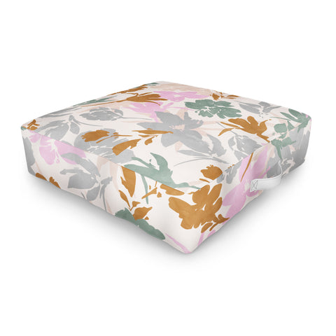 Marta Barragan Camarasa Flowery meadow pastel colors Outdoor Floor Cushion