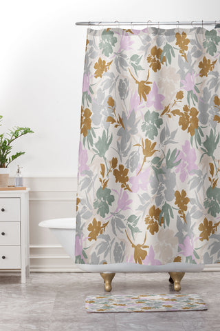 Marta Barragan Camarasa Flowery meadow pastel colors Shower Curtain And Mat