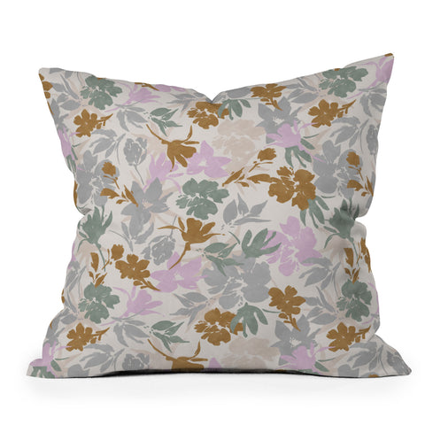 Marta Barragan Camarasa Flowery meadow pastel colors Outdoor Throw Pillow