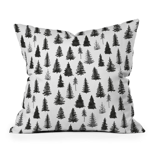 Marta Barragan Camarasa Forest in BW Outdoor Throw Pillow