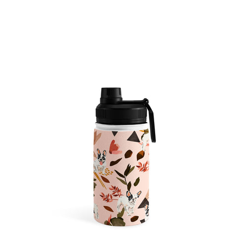 Marta Barragan Camarasa French bulldog in the meadow Water Bottle
