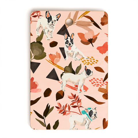 Marta Barragan Camarasa French bulldog in the meadow Cutting Board Rectangle