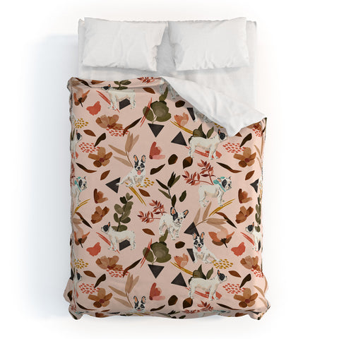 Marta Barragan Camarasa French bulldog in the meadow Duvet Cover