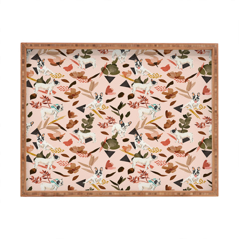 Marta Barragan Camarasa French bulldog in the meadow Rectangular Tray