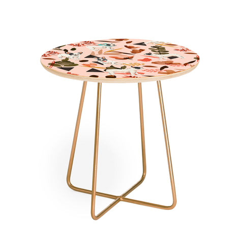 Marta Barragan Camarasa French bulldog in the meadow Round Side Table