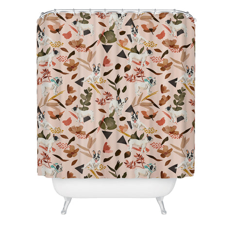 Marta Barragan Camarasa French bulldog in the meadow Shower Curtain